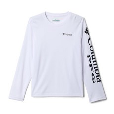 Columbia 남아용 터미널 태클 긴소매 티셔츠 화이트/블랙 로고 L 167405