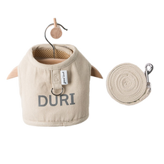 반려동물 강아지 고양이 하네스 리드줄 세트 조끼형 벨크로 야광 빛반사 목줄, 베이지, 1개