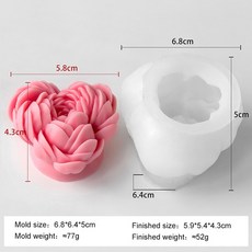 DIY Pall 금형 몰드 Paeonia 만들기 캔들 비누 석고 모란 수제 lactiflora 실리콘 용품 형태, J 5358, 1개