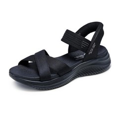 스케쳐스 여성용 울트라 플렉스 3.0-네버 네터 핸즈프리 슬립인스 샌들 블랙/블랙 5.5, 7