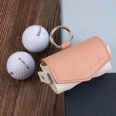 LANDA 가죽 골프공 파우치 골프공주머니 케이스, 1개, 핑크/화이트
