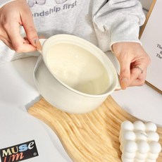 奶油風陶瓷碗附蓋匙筷組 學生防燙泡麵碗, 1個, 泡麵碗