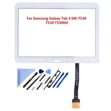[ 1176358 ] 삼성 갤럭시 탭 4 10.1인치용 터치 스크린 디지타이저 - SM-T530 T531 T535 (LCD 미포함) 유리 교체품 도구 포함 + 사전 설치된 접