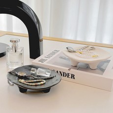 리소움 감성인테리어 도자기 악세서리 트레이, 블랙, 1개