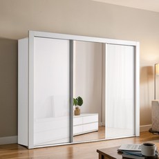 국내제작 직접배송 키높은 2000mm 폭넓은 2430mm 깊이 630mm LPM유광2 은경1 슬라이딩옷장 이불장 옷장 양복장, LPM 유광화이트(유광2+은경1)