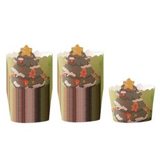 ZCD 100Pcs 크리스마스 컵케익 포장지 종이 베이킹 컵 디저트 머핀 비스킷 머핀 케이크 컵 컵케익 컵 할로윈 기념일, 크리스마스 트리, 1개