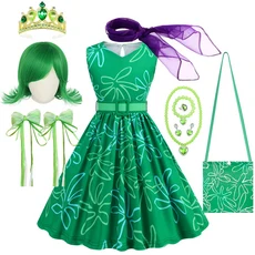 인사이드 아웃 슬픈 드레스 소녀 할로윈 기쁨 코스프레 의상 어린이 만화 역할 놀이 프린트 키즈 판타지 파, 03 Dress Sets 02, 04 2T Tag-100