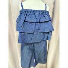 女童夏日牛仔背心兩件套裝 貨號50210
