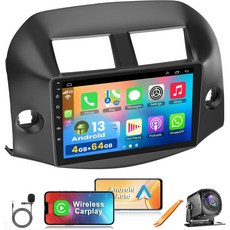 토요타 RAV4 2007-2012용 4G64G 카 라디오 스테레오 안드로이드 13이 탑재된 무선 카플레이 안드로이드 오토 블루투스음성 제어GPSWiFi백업 카메라SWCFM 10, For RAV4 2007-2012