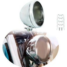 카글트루 7인치 LED 헤드램프 쉘 보호 커버 모터사이클 버킷 할리 가와사키 크롬 호환, Chrome