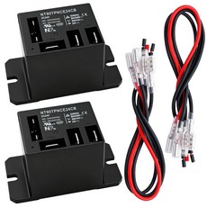 DC12V 30A SPDT 파워 릴레이 플랜지 장착 퀵 커넥트 터미널 와이어 미니 NT90-DC12V-10X, 단일 DC24V 2개 + 터미널 와이어