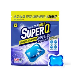 슈퍼딥큐 실내건조 고농축 대용량 드럼세탁기 캡슐세제 오션브리즈향, 100개입, 1개
