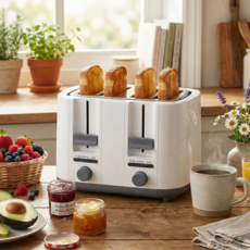 빵굽는기계 토스트기계 4구 토스트기 토스터기 나비 NV200-TST4, 화이트 / 커버형