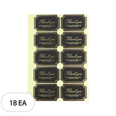 이홈베이킹 땡큐스티커 금박테두리 10p, 블랙, 18개입