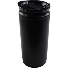 프렌치 프레스가 내장된 코니칼 단열 커피 텀블러 - 16온스 블랙 온 더 고 메이커 맥주 및 여행용 머그컵 뚜껑이 닫힐 수 있습니다