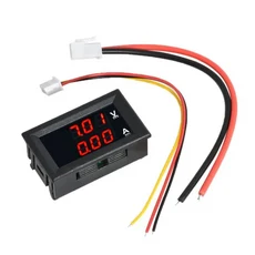 DC 100V 10A 전압계 전류계 파란색 + 빨간색 LED 앰프 듀얼 디지털 전압계 게이지, 10A-RED-RED, 1개