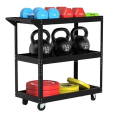 홈짐 정리대 운동기구 선반 수납랙 블랙 트롤리 기구정리함 헬스 피트니스, 1. 블랙 3단 하중 50K