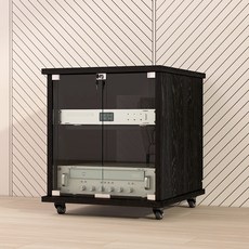 오디오 장식장 랙 선반 받침대 앰프 수납장 안방 모던 거실장, 12U (블랙 파티클 보드), 블랙 12U 유리문  파티클 보드