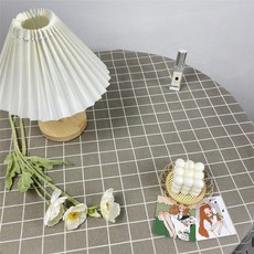 아지랩 모던 빈티지 미니 식탁보, 1개, 60 x 60cm, 회색 격자 무늬