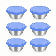 AIFUNT 엘리펀트 50ml 스테인리스 미니 소스통 컬러 뚜껑 포함 소량 분리용, 더스티 블루, 6개