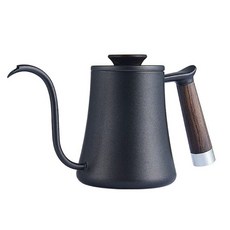 Tiamo 小蠻腰細口壺 600ml HA1644BK 黑色木柄, 1個, HA1644BK黑色/木柄