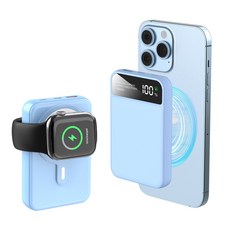 THOUSTA 무선 3in1 대용량 PD 22.5W QC3.0 고속충전 맥세이프 보조배터리 10000mAh, 블루