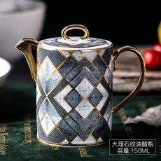 창의적인 북유럽 스타일 고급 세라믹 오일병 가정용 간장/식초병 조미료병 주방용품 양념통 오일포트, 가로 대리석 무늬 오일&식초병