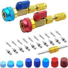 고압 자동차 AC 시스템용 31Pcs R134A 밸브 코어 퀵 리무버 설치 도구 키트 스템 R134a 냉매 에어컨 씰 캡