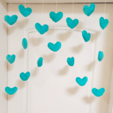 AMAZING 귀여운 하트 가람막 문발 현관 실커튼 문 인테리어 장식품, 짙은 블루