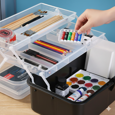 베니지 화구박스 3단 미술 도구함, 블랙