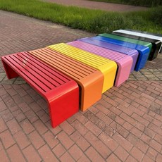 야외 스테인리스 철제 대기 주황 공원 의자 벤치 카페, 120x40x45 색상 별도 표기