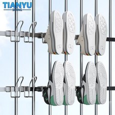 TIANYU SPRING 鞋掛鈎 窗外防盜窗護欄桿曬鞋架, 1個, 一掛卽用-加厚穩固 1衹裝 曬鞋太快瞭,防盜網 落地窗 卡夾式曬鞋架