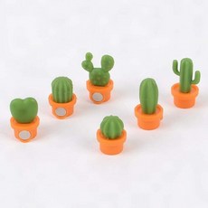 귀여운 선인장 냉장고 자석 6p 메모 사진 칠판 강력 마그넷, 오렌지