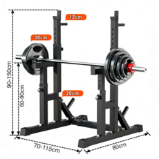 스쿼트랙 하프랙 파워랙 일체형 분리형 헬스 운동기구, 검정색
