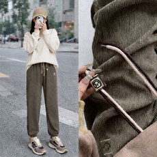 히트그램 여성 도톰 골덴 따뜻한 겨울 기모 조거팬츠