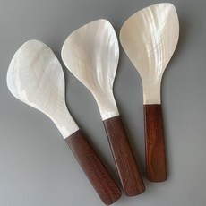 天然貝殼實木手柄飯勺, 如圖, 1個