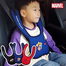 어깨끈형 유아 어린이 안전벨트가드커버 주니어카시트호환, 마블 어깨끈형 블랙(아이언맨)
