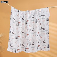 DFMEI 嬰兒竹棉包巾a類紗布浴巾雙層新生兒蓋毯產房包裹巾蓋毯, 動物叢林