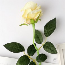 파라스토어 벨벳 장미 조화 옐로우 카페장식, 1개