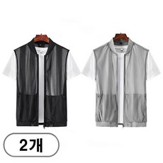 차쿠 1+1 남성 여름 조끼 통풍 메쉬 쿨 조끼 시원한 낚시 캠핑 조끼 중년 아빠 빅사이즈 작업조끼