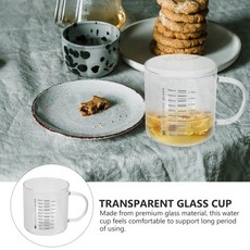 스케일이 있는 유리 커피 컵 투명 내열성 우유 계량 머그컵 가정 카페 바 사무실 음료용