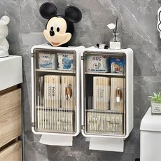 샤인홈리빙 욕실 벽걸이 수납장 방수 휴지케이스 키친타올 정리함 다용도 정리선반, 1p, 싱글도어욕실수납장 화이트3단