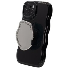 블랙 유광 물결 크롬 스마트톡 풀커버 범퍼 아이폰 케이스