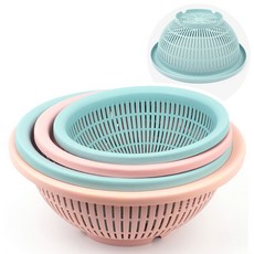 원형 채반 소 핑크 바구니 플라스틱 소쿠리 물빠짐_ 050613, 소-핑크, 본상품선택, 1개