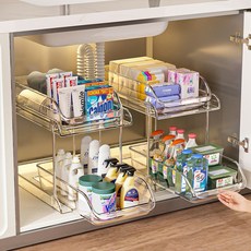스피릿태드 주방 싱크대 슬라이딩 선반 양념동정리대 서랍형 수납선반, 1개