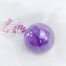 ₍мσσи_нασ ᙏ̤̫͚ 金7 螢石球 6.3cm粉紫 橫紋漸層 星球橫紋 紫羅蘭 白暖光夢幻色, 1個