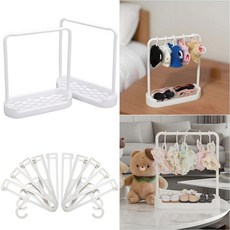 루베이 미니 인형 이동식 행거 조립 세트 - 강력 내구성 플라스틱 인형 의류 수납 전용, 흰색, 2개