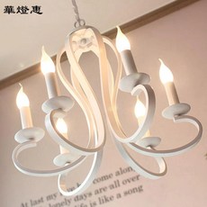 華燈惠 北歐美式復古蠟燭吊燈 中古法式簡約餐廳客廳燈具, 3頭黑色