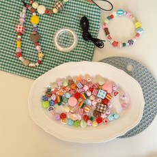 秋冬彩虹色亞克力磨砂珠 混裝全套 手鏈手機鏈材料包 串珠套餐, 混彩異形混裝50g（約60顆不含線, 1個