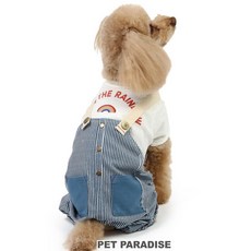 貝果貝果 日本pet paradise 刺繡彩虹假兩件工裝連身褲 [D17518], 1個